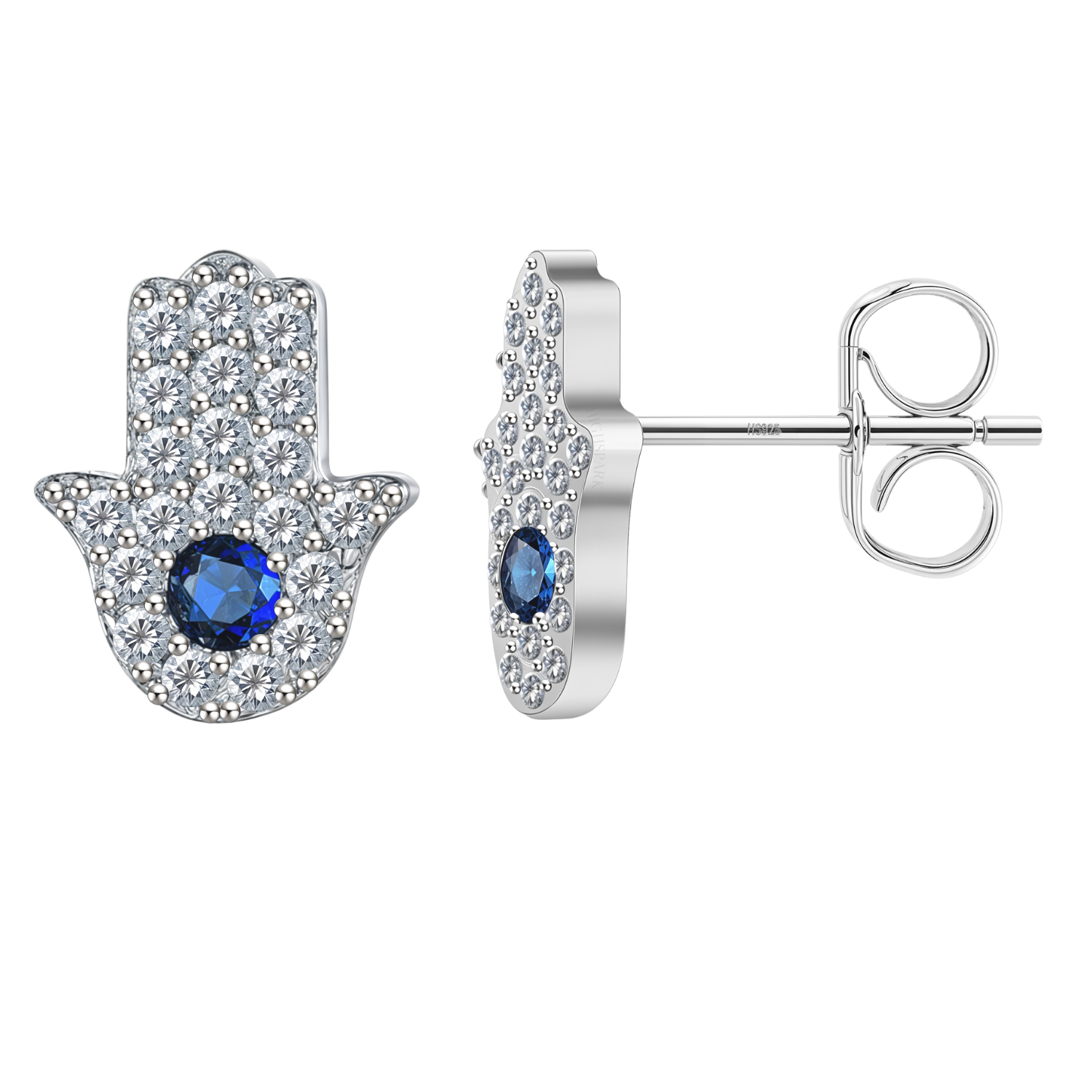 Radiance Hamsa Stud Earrings in 925 Sterling Silver For Women HighSpark