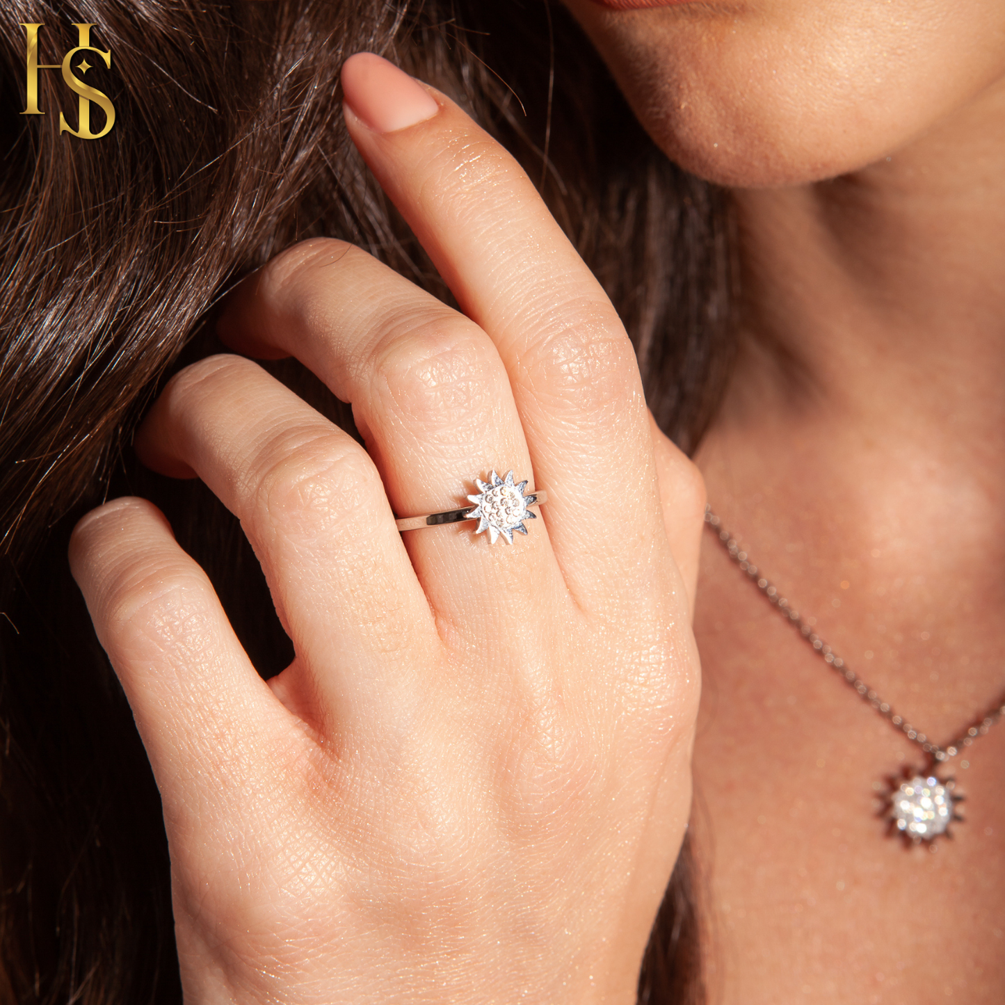 Radiant Sun Adjustable Ring  in 925 Sterling Silver for Women With Diamond like Brilliance Zirconia HighSpark
