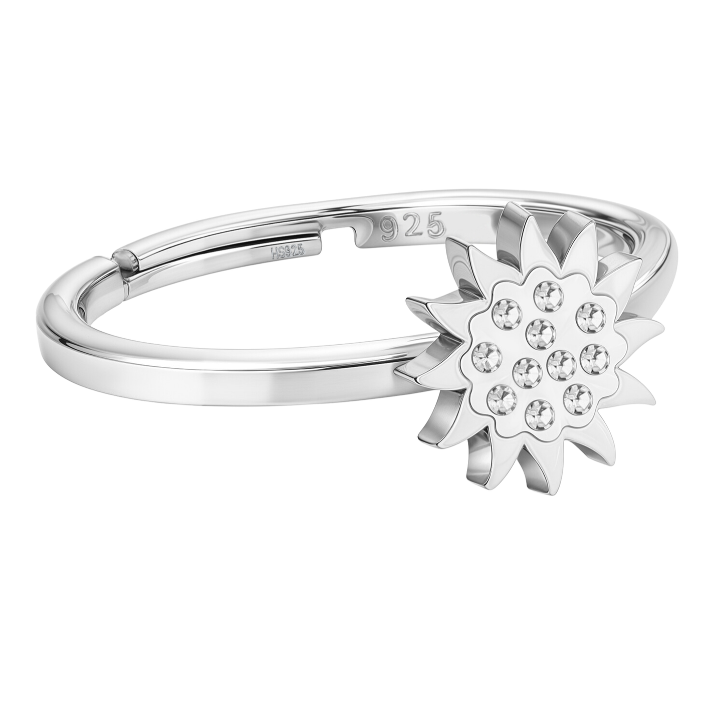 Radiant Sun Adjustable Ring  in 925 Sterling Silver for Women With Diamond like Brilliance Zirconia HighSpark