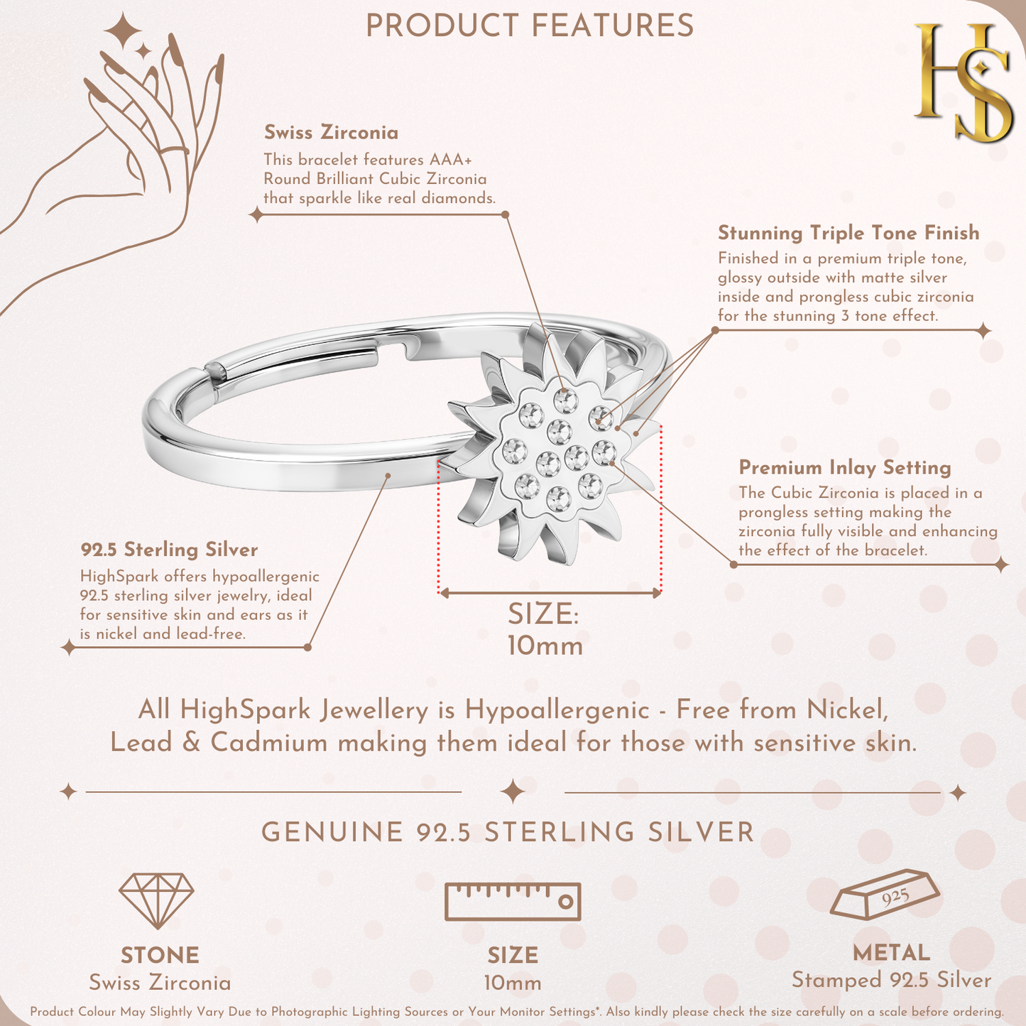 Radiant Sun Adjustable Ring  in 925 Sterling Silver for Women With Diamond like Brilliance Zirconia HighSpark