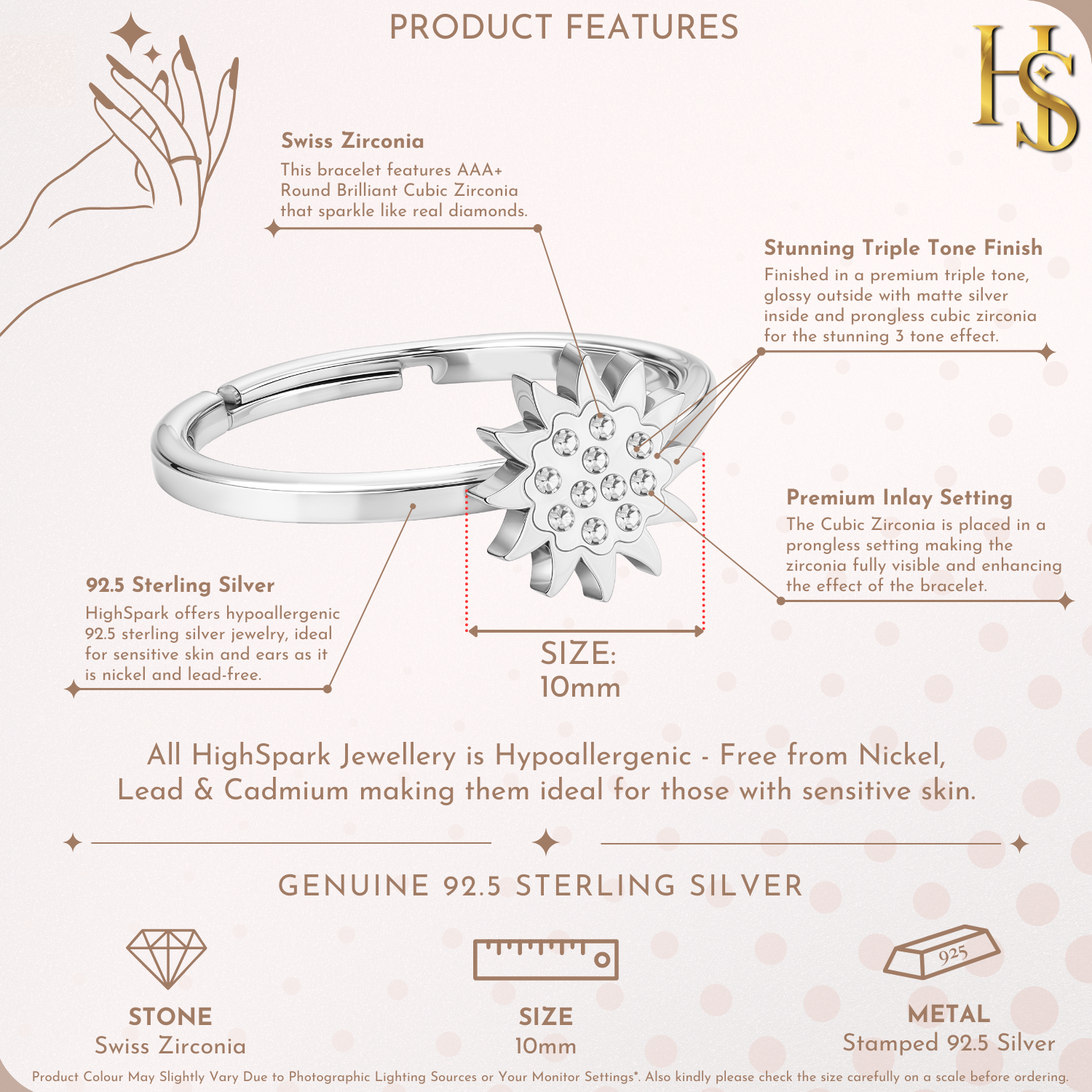 Radiant Sun Adjustable Ring  in 925 Sterling Silver for Women With Diamond like Brilliance Zirconia HighSpark
