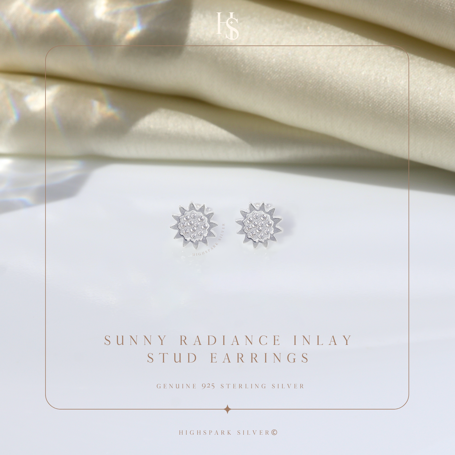 Radiant Sun Stud Earrings in 925 Sterling Silver for Women With Diamond like Brilliance Zirconia HighSpark