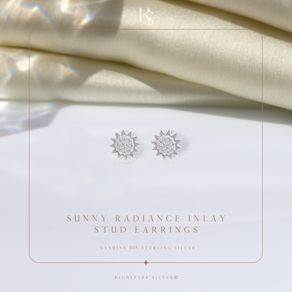 Radiant Sun Stud Earrings in 925 Sterling Silver for Women With Diamond like Brilliance Zirconia HighSpark