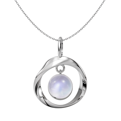 Rainbow Moonstone Infinite Mobius Pendant in 92.5 Sterling Silver For Women HighSpark