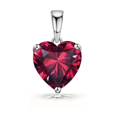 Red Heart Solitaire Pendant with Chain embellished with Swiss Zirconia in 92.5 Silver HighSpark
