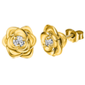 Regal Rose Solitaire Studs, Gold-Plated Sparkling Sterling Silver