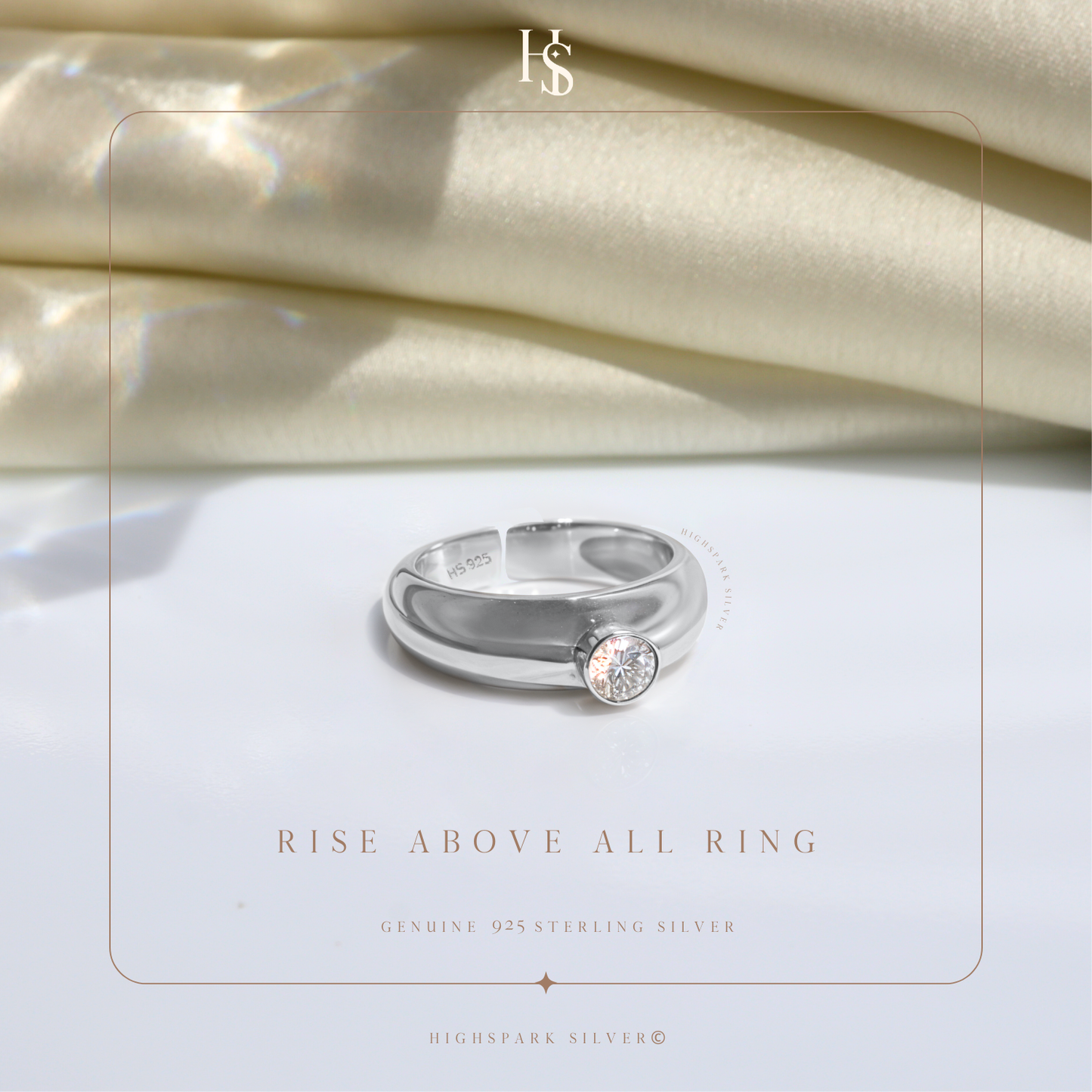 Rise Above All Ring in 92.5 Sterling Silver With Diamond like Brilliance Zirconia HighSpark