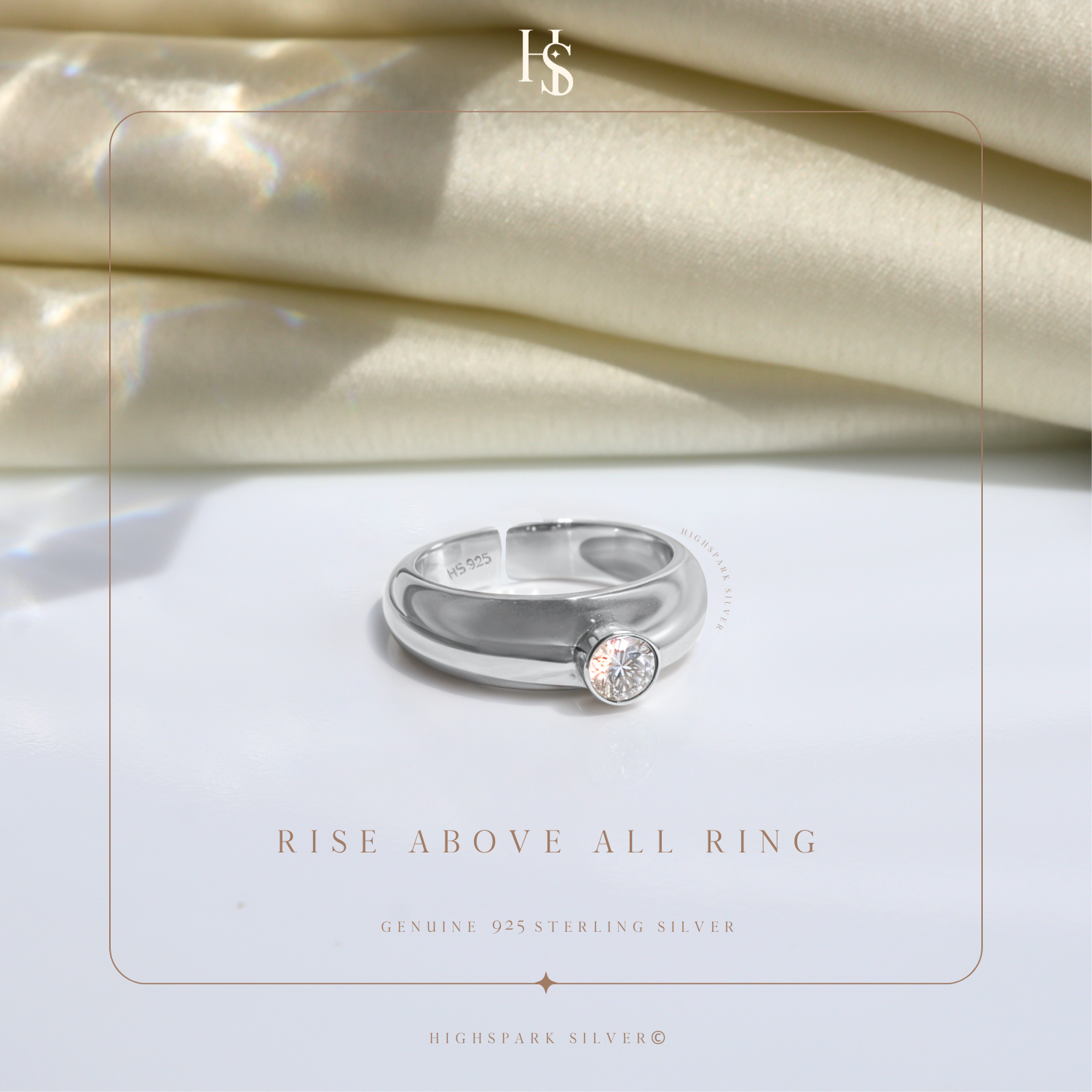 Rise Above All Ring in 92.5 Sterling Silver With Diamond like Brilliance Zirconia HighSpark