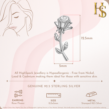 Rose Flower Earrings in 92.5 Sterling Silver for Women HighSpark