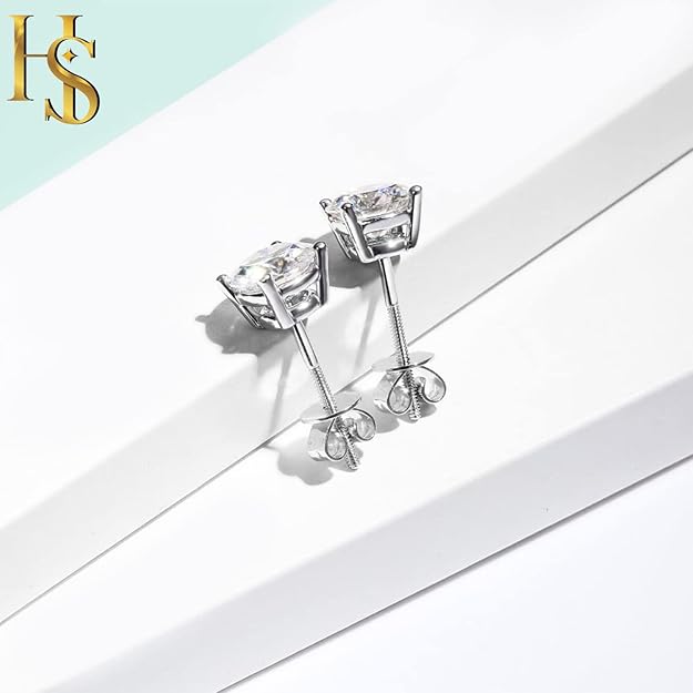Round Classic Solitaire Screwbacks Earrings in 925 Sterling Silver With Diamond like Brilliance Sparkling Zirconia HighSpark