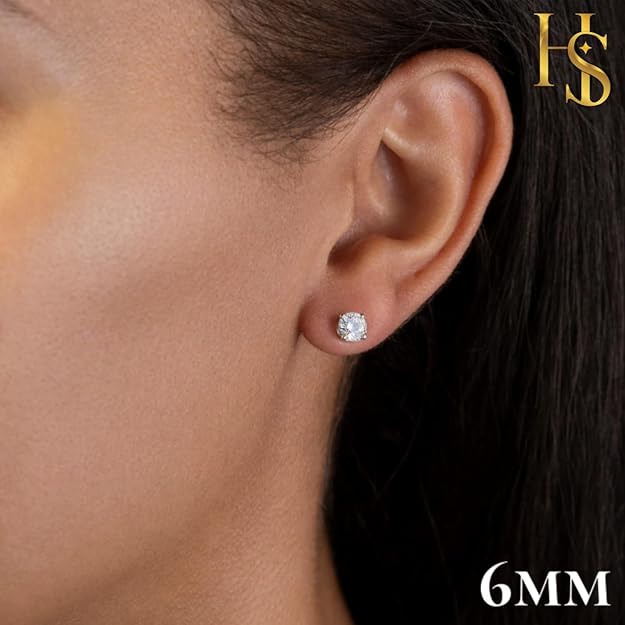 Round Classic Solitaire Screwbacks Earrings in 925 Sterling Silver With Diamond like Brilliance Sparkling Zirconia HighSpark