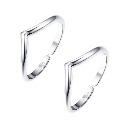 Royal Crown Toe Rings - Band Rings - 925 Sterling Silver - 2 Pieces HighSpark