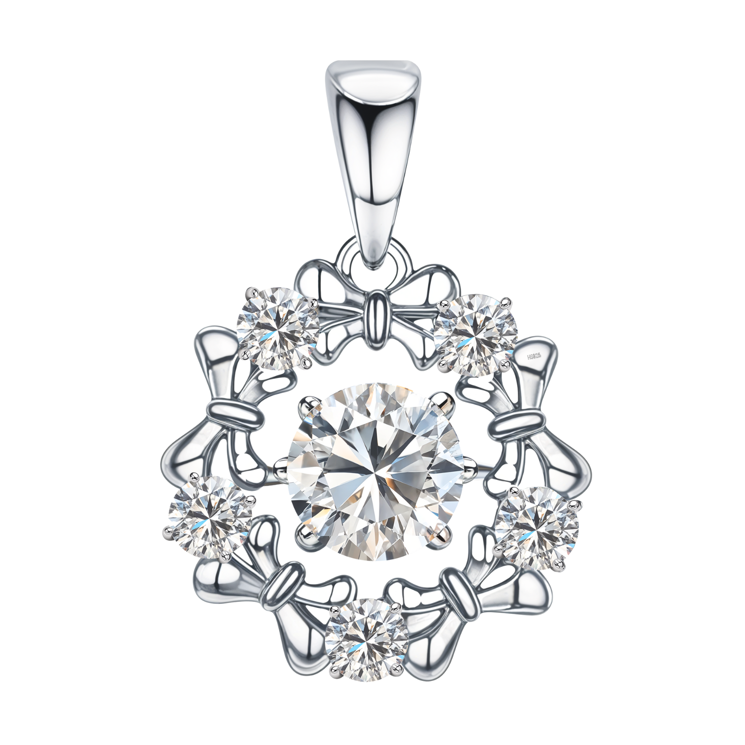 Scintillating Solitaire Cluster Pendant With Chain in 925 Sterling Silver For Women HighSpark