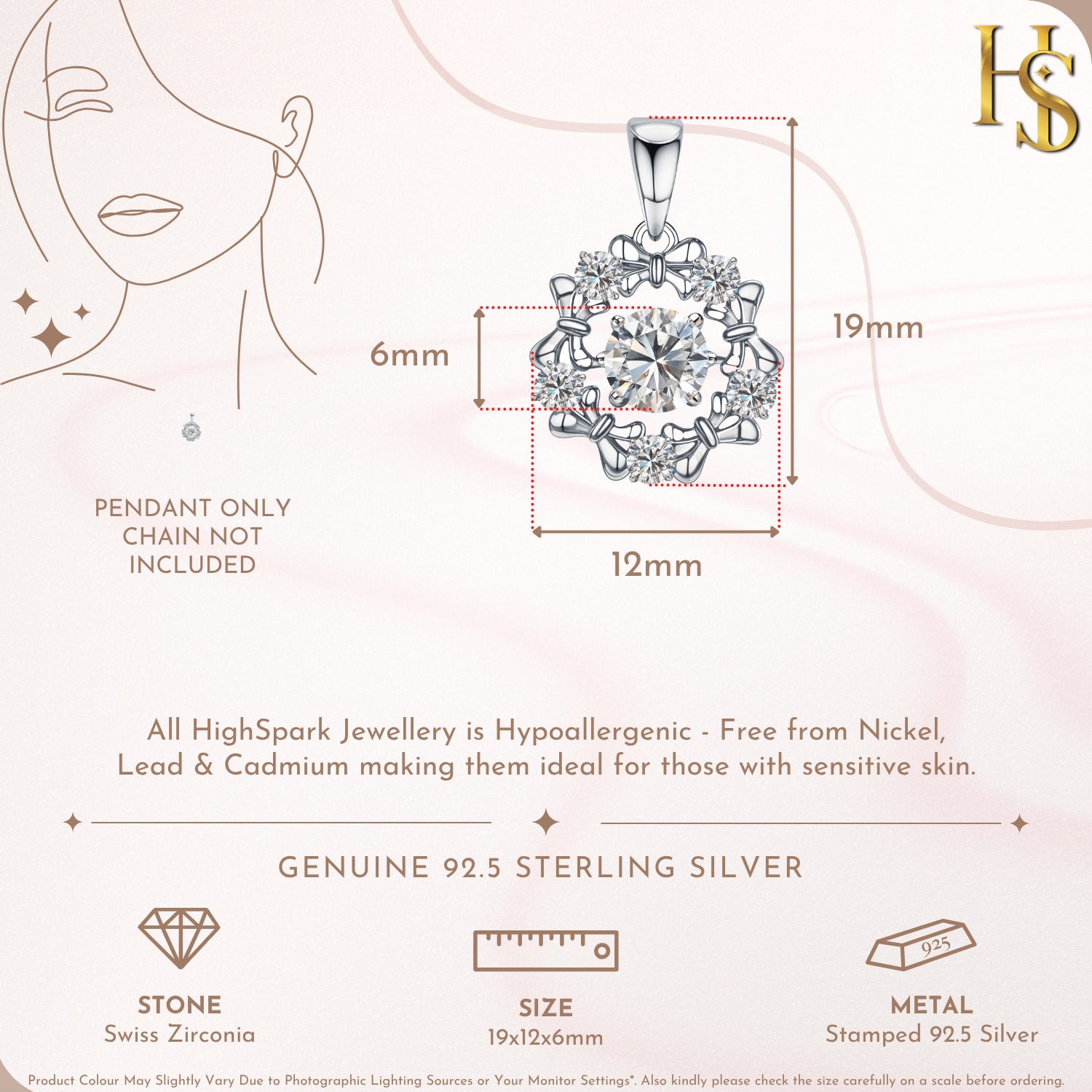 Scintillating Solitaire Cluster Pendant With Chain in 925 Sterling Silver For Women HighSpark