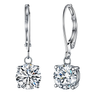 Solitaire American Diamond Leverback Earrings in 925 Sterling Silver