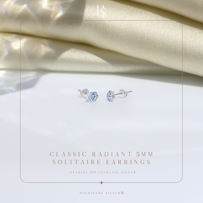 Screwback Solitaire Stud Earrings - 92.5 Silver - Round Cubic Zirconia Tops for everyday wear HighSpark