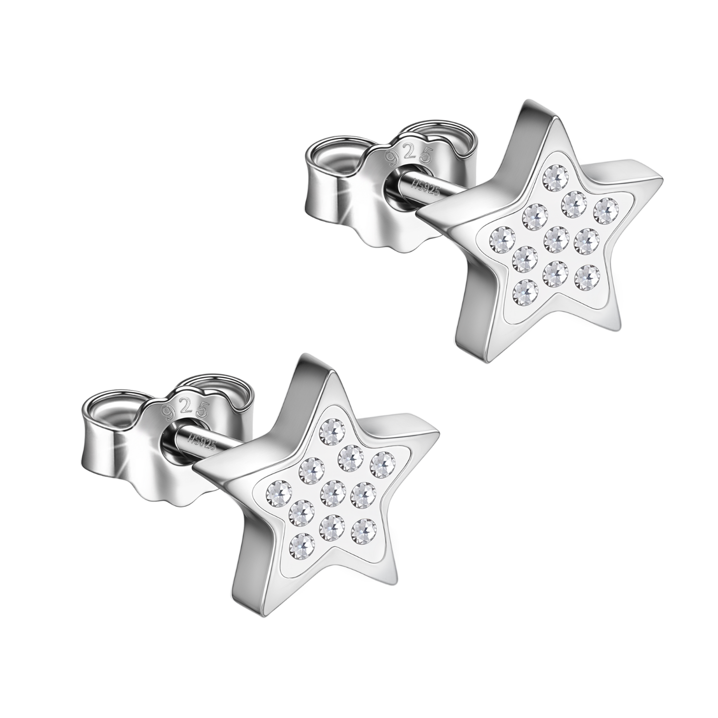 Shining Star Stud Earrings in 925 Sterling Silver for Women With Diamond like Brilliance Zirconia HighSpark