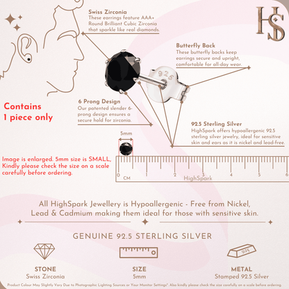 Shiny Gold Ball 6MM Stud Earring in 925 Sterling Silver with 18K Gold Finish for Mens HighSpark