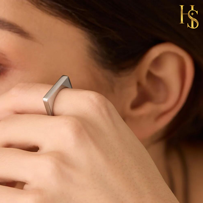 Signet Band Ring in 92.5 Sterling Silver for Women HighSpark