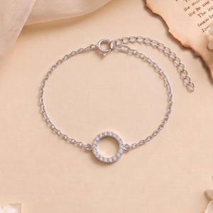 925 silver circle charm chain bracelet - bracelets category