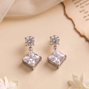 925 silver solitaire drop earrings - earrings category