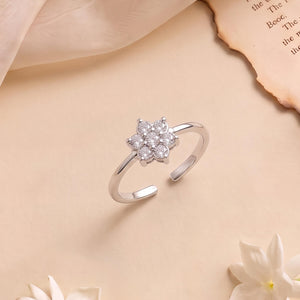 925 silver adjustable floral ring - rings category
