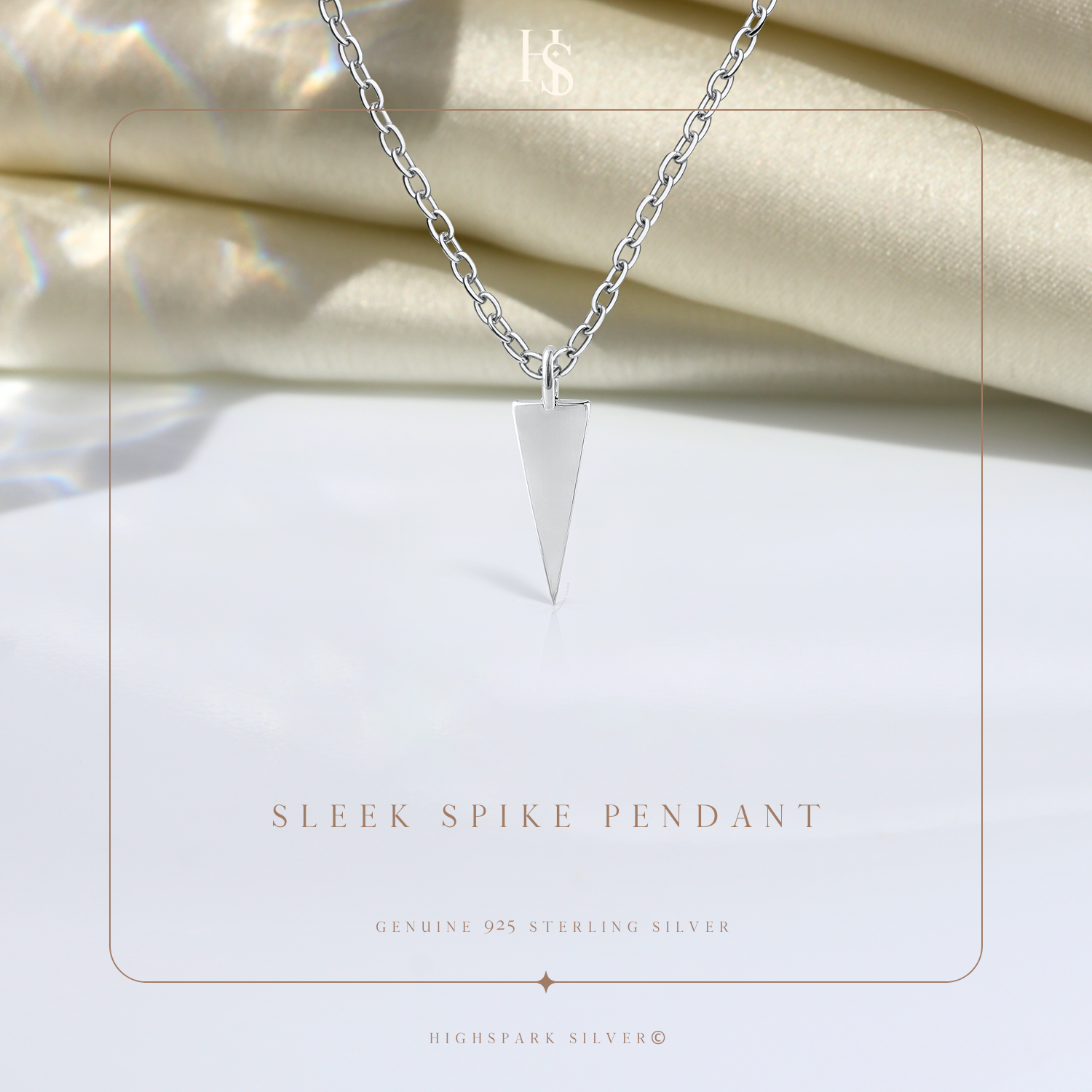 Sleek Spike Pendant With Chain in 925 Sterling Silver For Women HighSpark