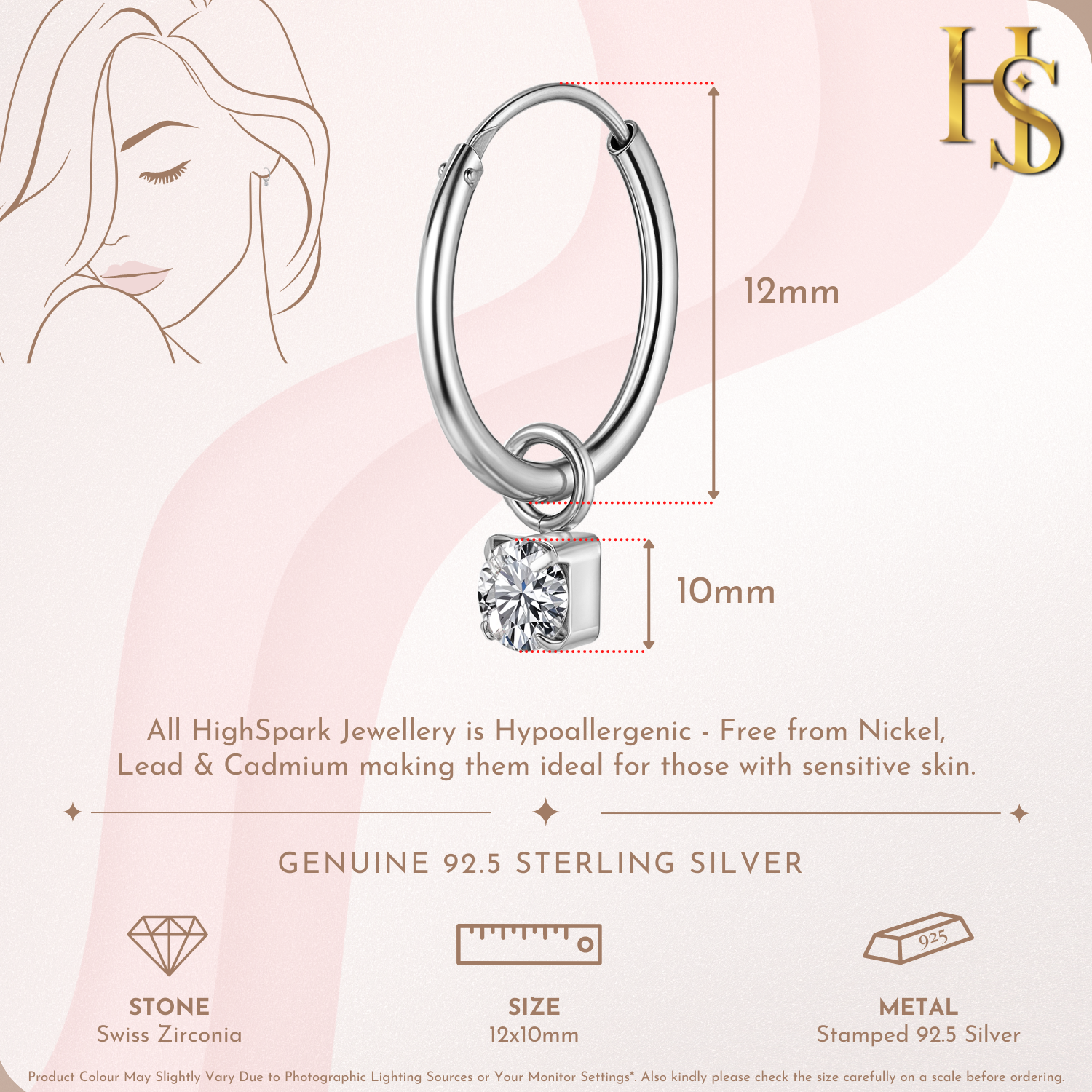 Solitaire Dangling Hoop Earrings in 925 Sterling Silver for Women With Diamond like Brilliance Zirconia HighSpark