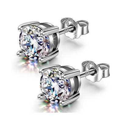 Solitaire Earrings in 92.5 Silver - Classic 4 prong setting embellished with Sparkling Zirconia HighSpark