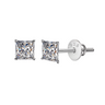 Screwback Square Solitaire Earrings in 925 Sterling Silver