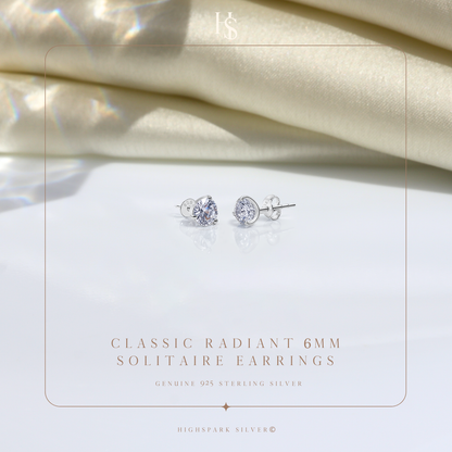Solitaire Stud Earrings in 92.5 Silver - Sparkling Martini by HighSpark - Sparkling Swiss Zirconia in Martini Style 3 Prong Setting HighSpark