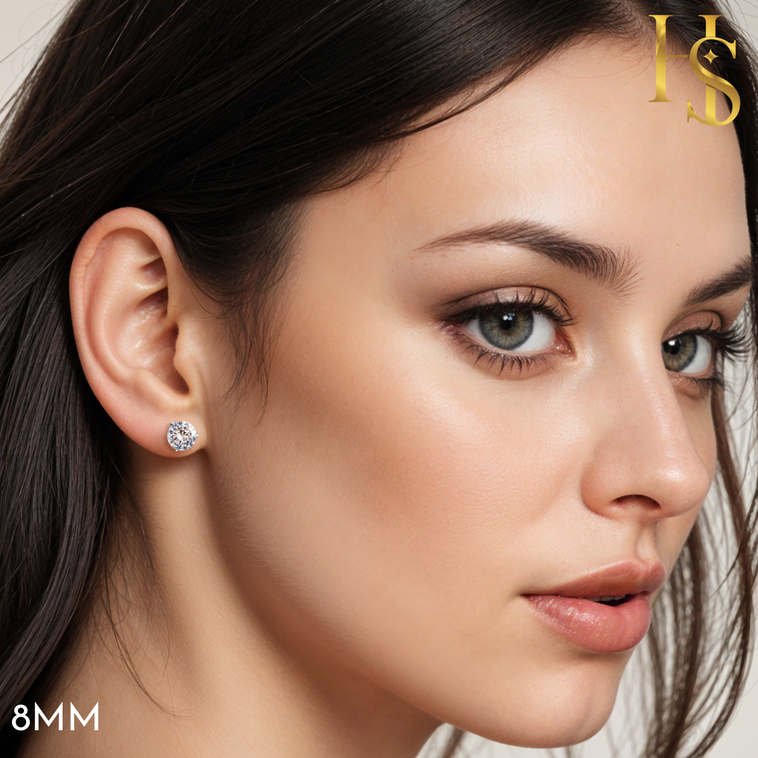 Solitaire Stud Earrings in 92.5 Silver - Sparkling Martini by HighSpark - Sparkling Swiss Zirconia in Martini Style 3 Prong Setting HighSpark