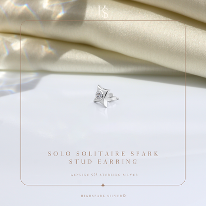 Solo Solitaire Spark Stud Earrings in 925 Sterling Silver For Mens HighSpark