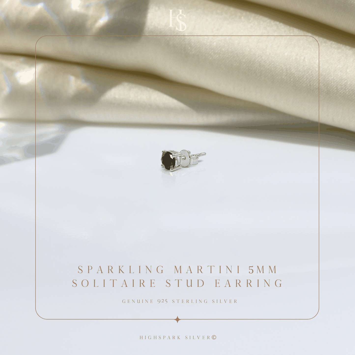 Sparkling Martini 5MM Solitaire Stud Earrings in 925 Sterling Silver For Mens HighSpark