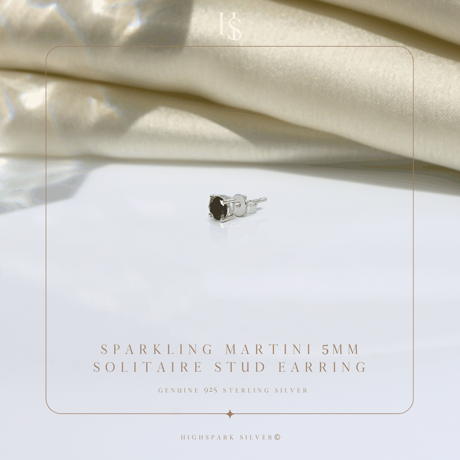 Sparkling Martini 5MM Solitaire Stud Earrings in 925 Sterling Silver For Mens HighSpark