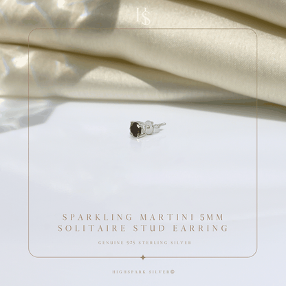 Sparkling Martini 5MM Solitaire Stud Earrings in 925 Sterling Silver For Mens HighSpark