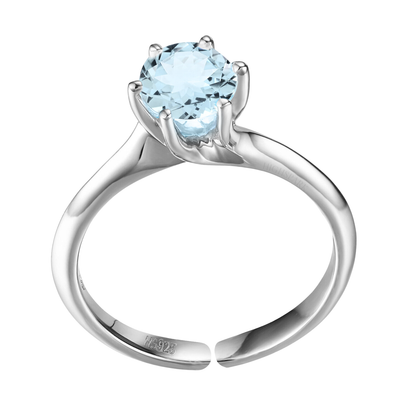 Sparkling Martini Solitaire Ring in 92.5 Sterling Silver Embellished With Blue Topaz Zirconia HighSpark