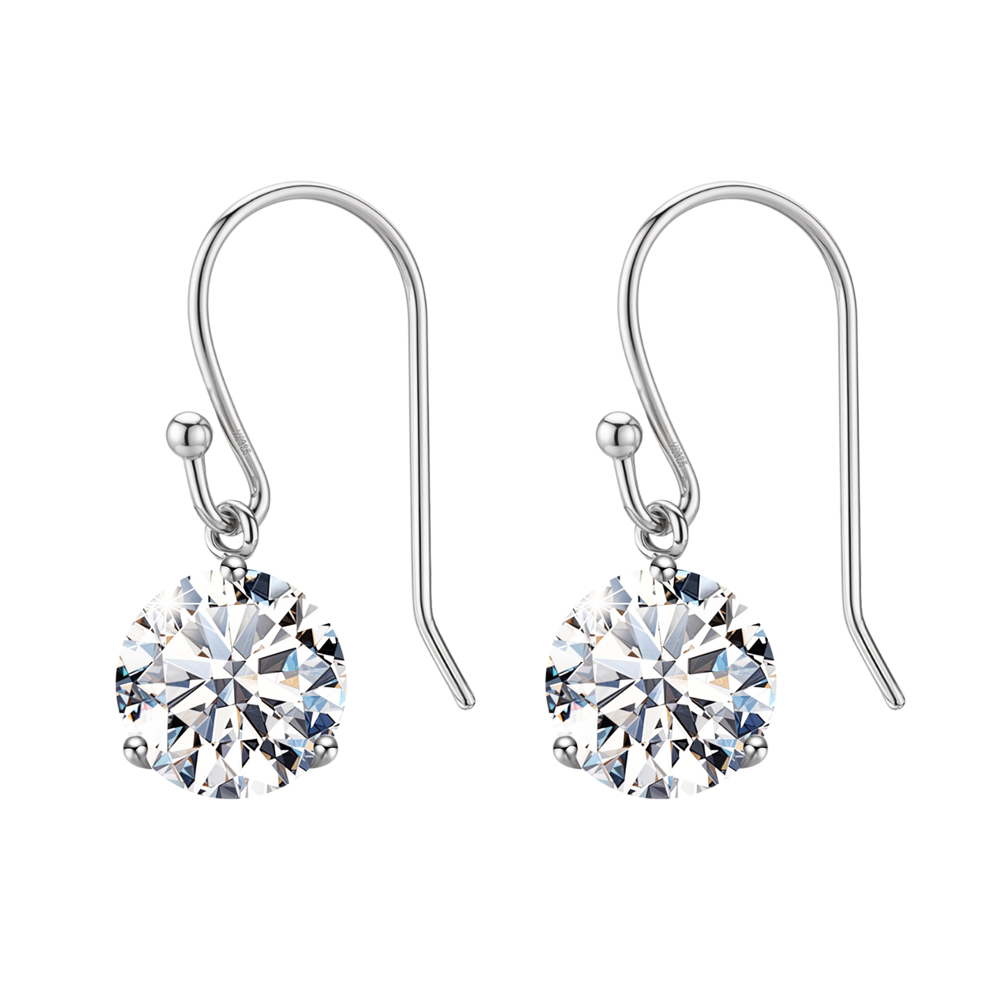 Sparkling Solitaire Drop Earrings in 92.5 Sterling Silver with Diamond like Brilliance Zirconia HighSpark