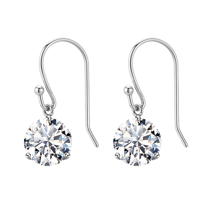 Sparkling Solitaire Drop Earrings in 92.5 Sterling Silver with Diamond like Brilliance Zirconia HighSpark