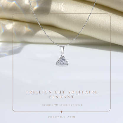 Sparkling Triangular Solitaire Pendant in 92.5 Sterling Silver With Diamond like Brilliance Zirconia HighSpark