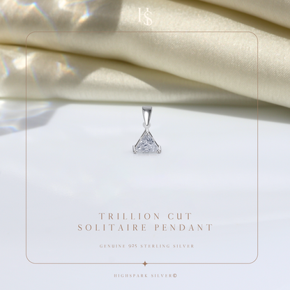 Sparkling Triangular Solitaire Pendant in 92.5 Sterling Silver With Diamond like Brilliance Zirconia HighSpark