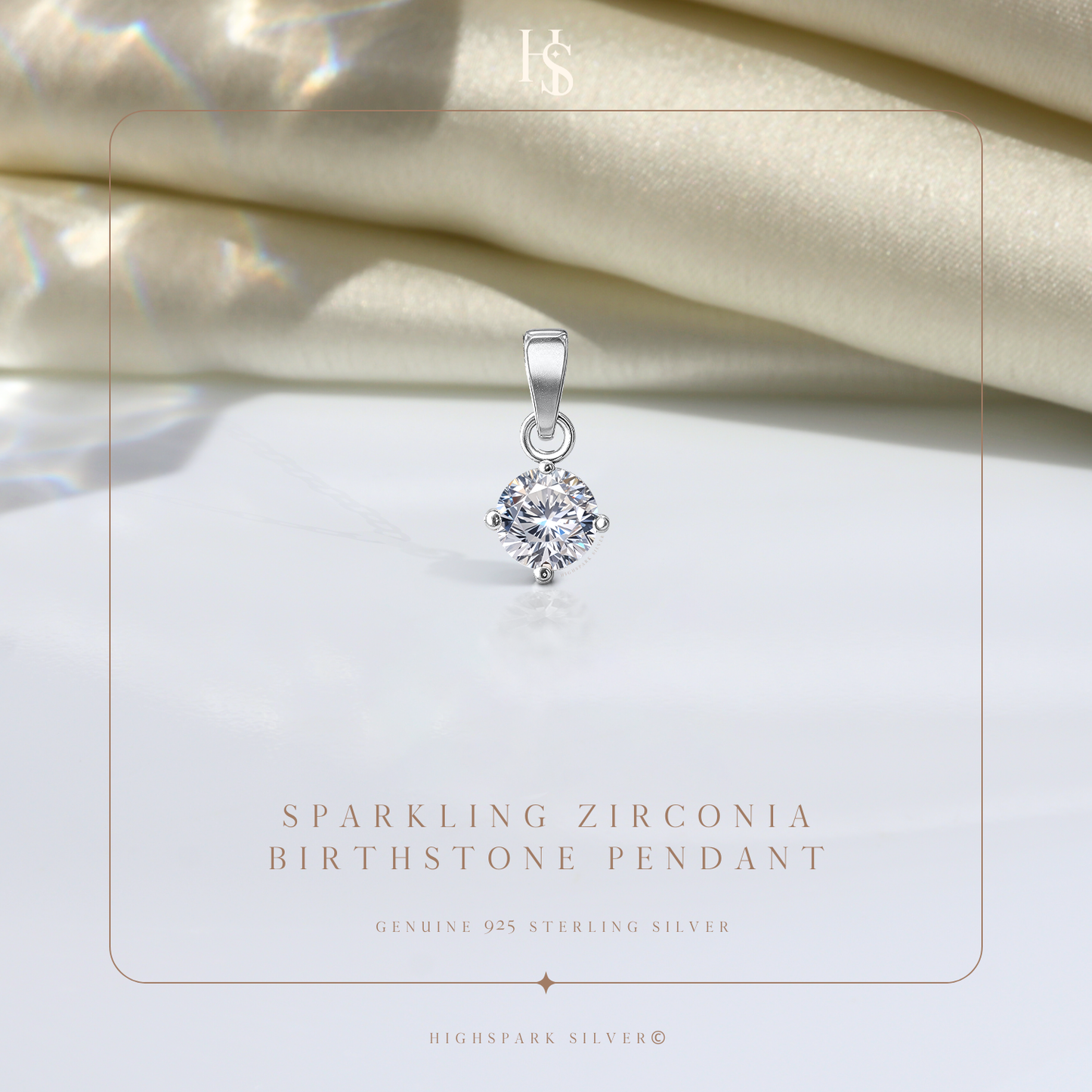 Sparkling Zirconia Birthstone Pendant With Chain in 925 Sterling Silver For Women HighSpark