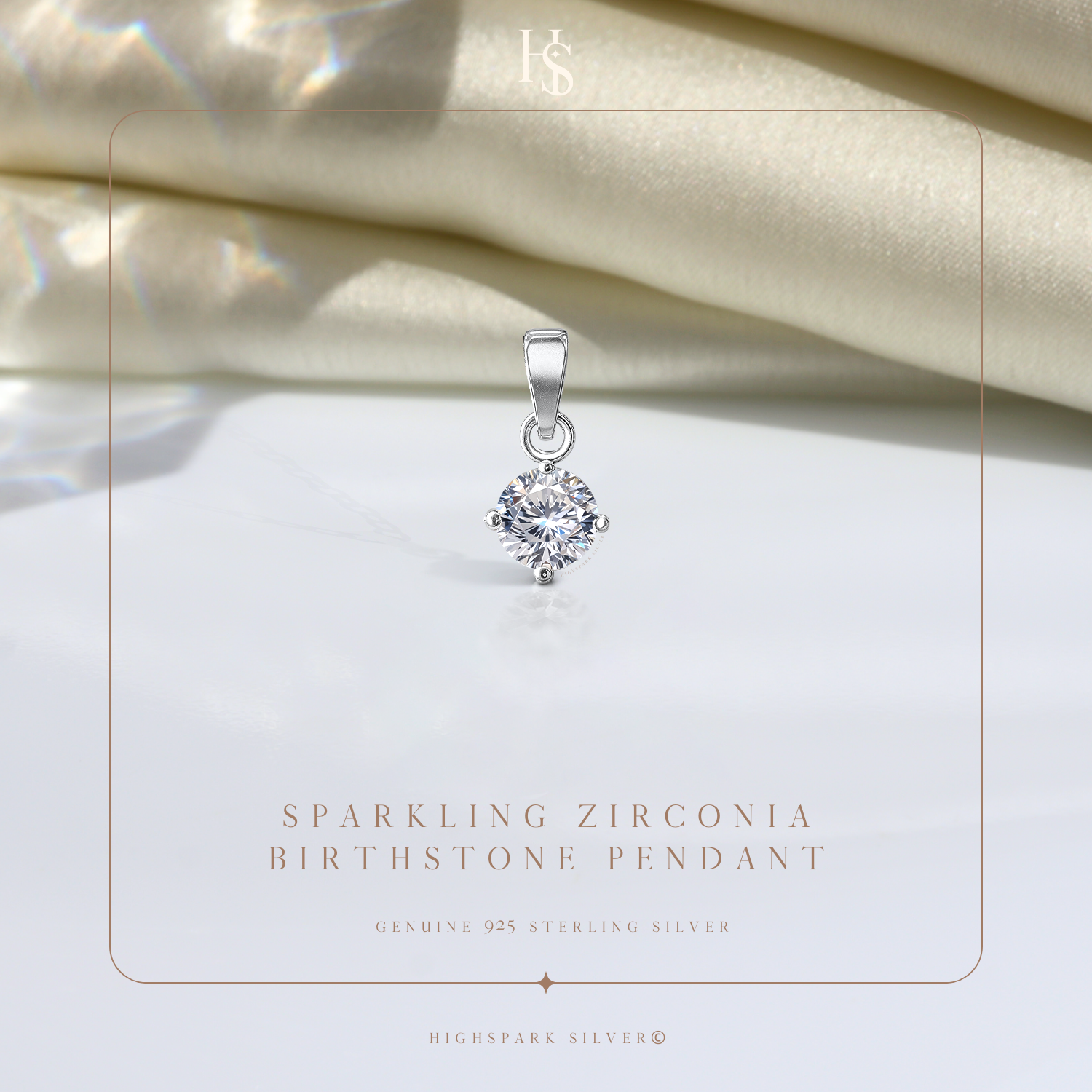 Sparkling Zirconia Birthstone Pendant With Chain in 925 Sterling Silver For Women HighSpark
