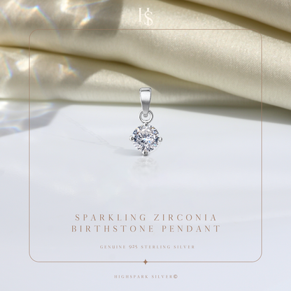 Sparkling Zirconia Birthstone Pendant With Chain in 925 Sterling Silver For Women HighSpark
