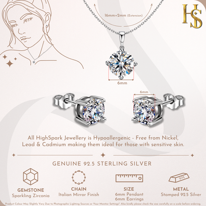 Sparkling Zirconia Birthstone Stud Pendant-Set With Earrings in 925 Sterling Silver For Women HighSpark