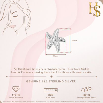 Starfish Splendour Stud Earrings in 92.5 Sterling Silver with Diamond like Brilliance Zirconia HighSpark