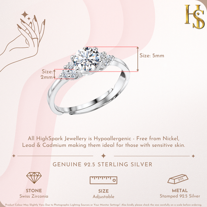 Starry Solitaire Ring in 92.5 Sterling Silver With Diamond like Brilliance Zirconia HighSpark