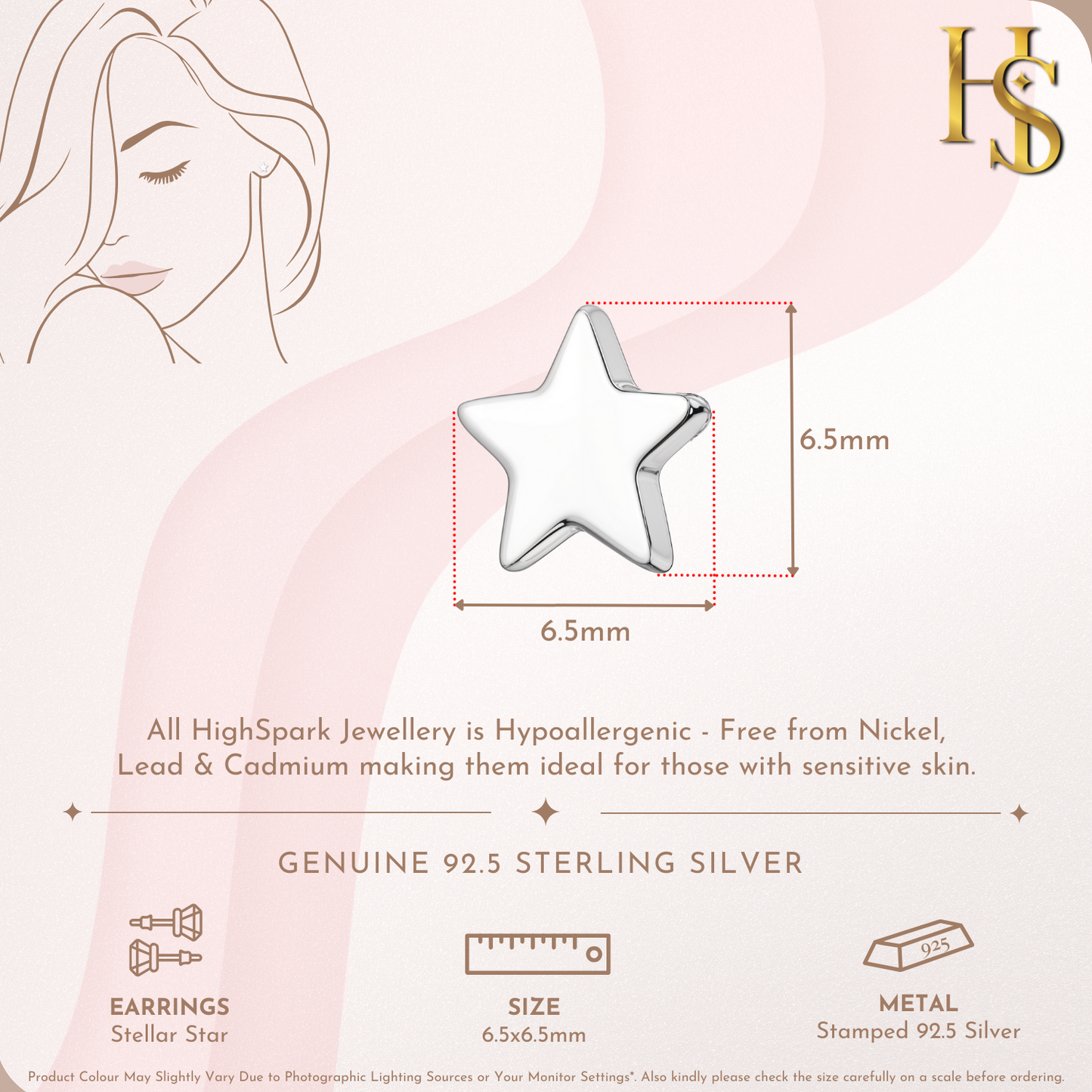 Stellar Star Earrings in 92.5 Sterling Silver for Women HighSpark