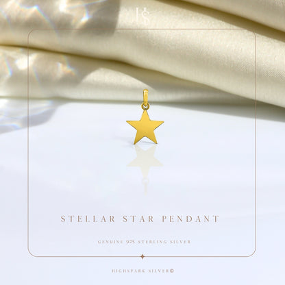 Stellar Star Pendant With Chain in 925 Sterling Silver WIth 18k Gold Finish HighSpark