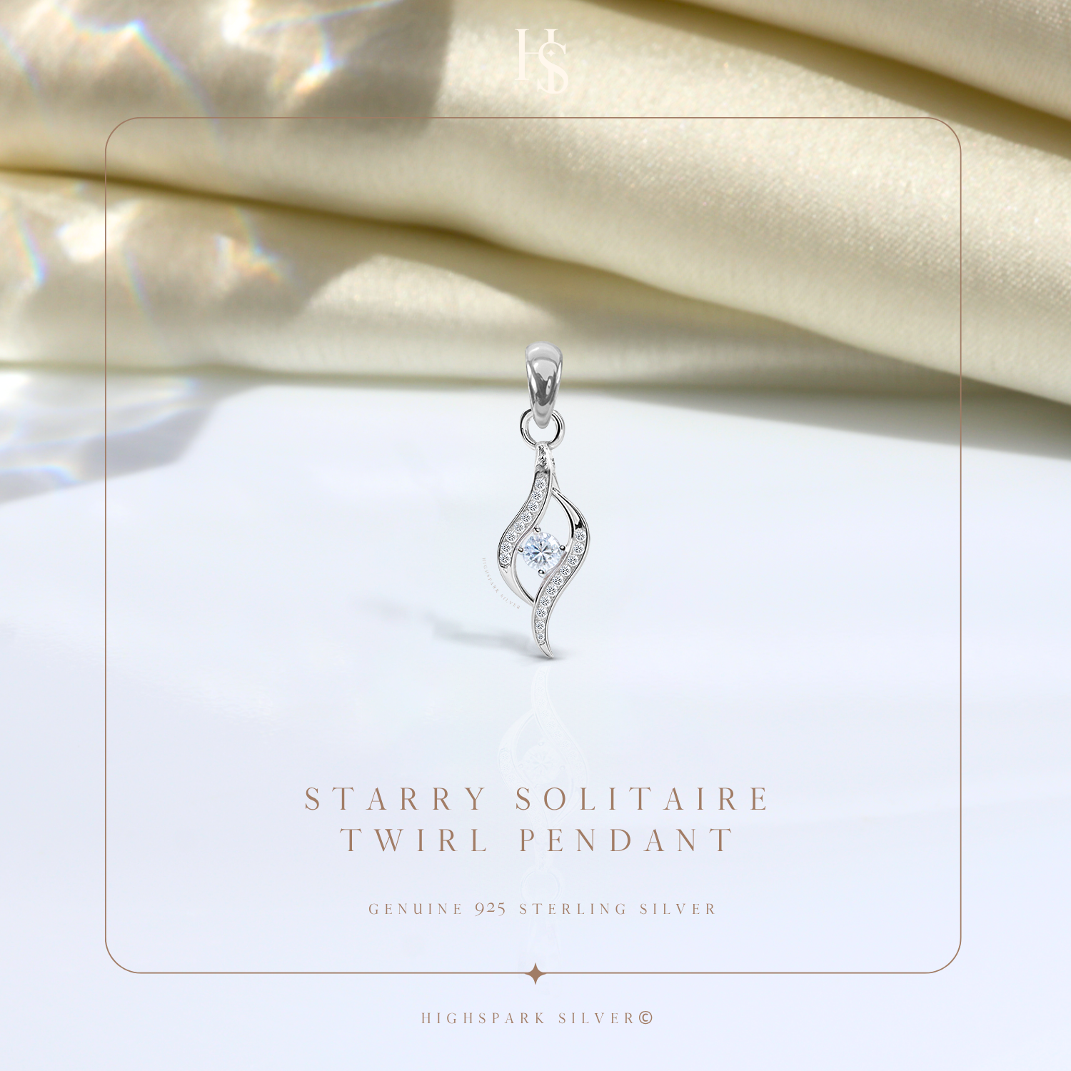 Studded Dew Drop Solitaire Pendant in 92.5 Sterling Silver With Diamond like Brilliance Zirconia HighSpark